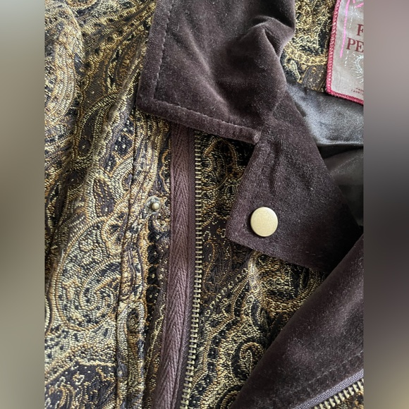Vintage FREE PEOPLE jacquard paisley jacket pea coat 🧥 unique - Picture 12 of 13